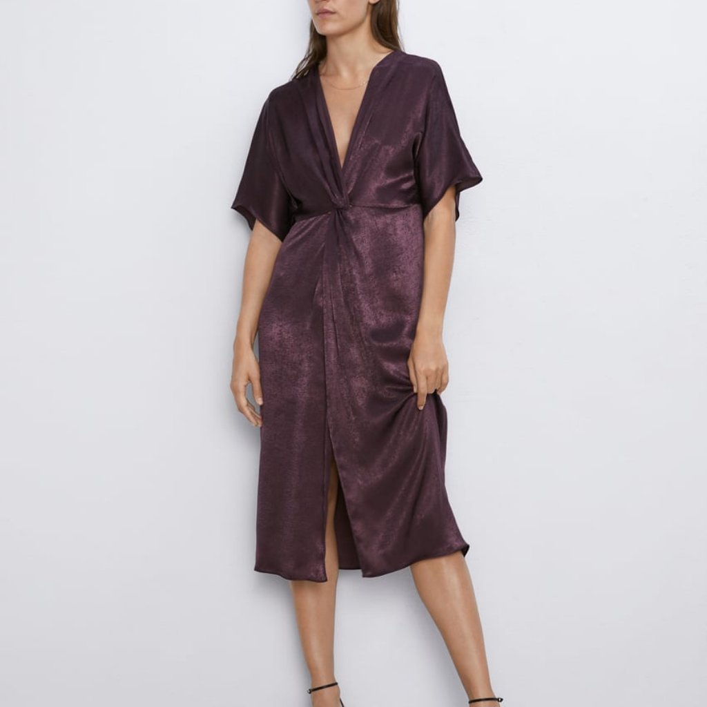 Zara Knotted Satin Effect Dress8287762